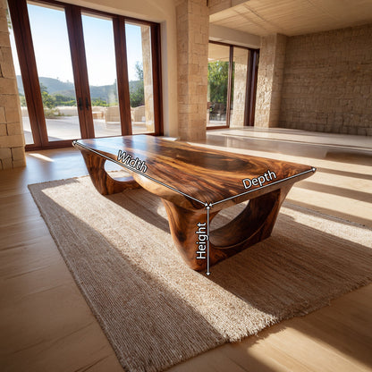 Live Edge Sculptural Coffee Table With Open Pedestal Base