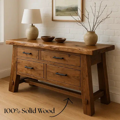 Rustic Solid Wood Console Table – Handcrafted with Timeless Character Kitchnce