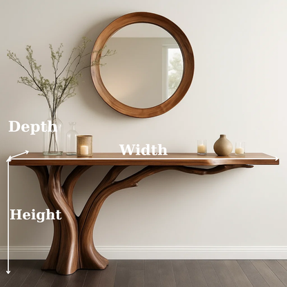 Handcrafted Solid Wood Entryway Console Table with Organic Branch Design Kitchnce