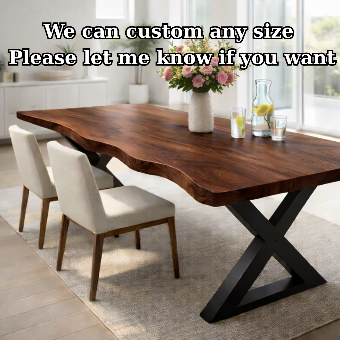 Modern Live Edge Dining Table with Metal Legs for Contemporary Interiors
