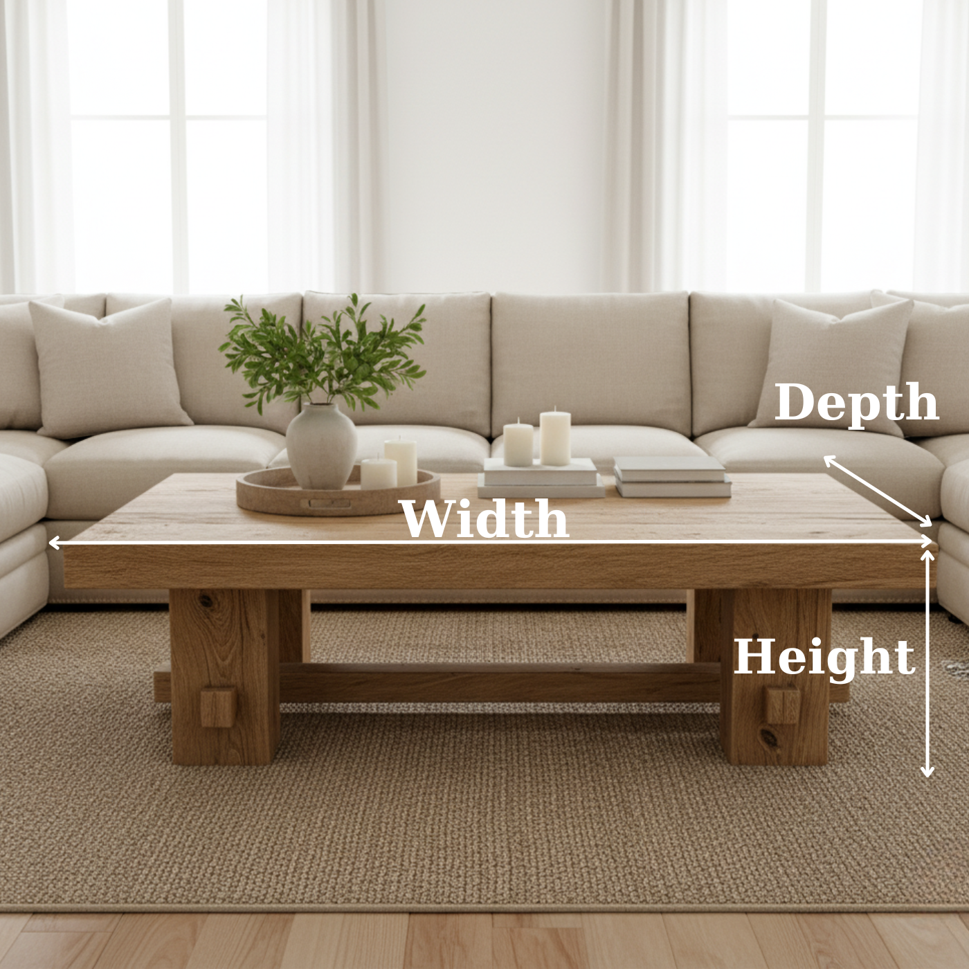 Handcrafted Solid Wood Coffee Table – Rustic Farmhouse Block Design for Living Room Kitchnce