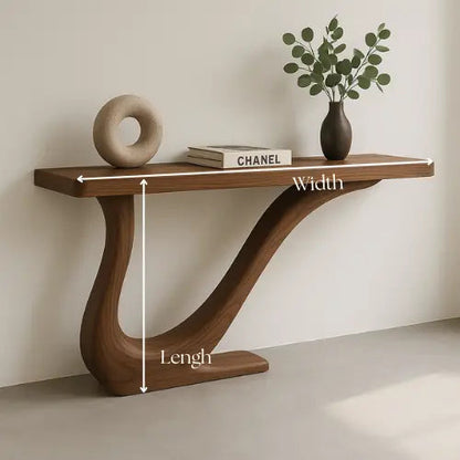 Handcrafted Solid Wood Flow Console Table – Minimal Organic Design Kitchnce