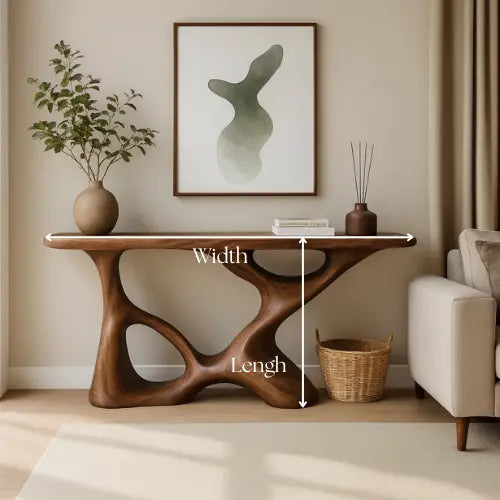 Handcrafted Solid Wood Flux Console Table – Modern Organic Design Kitchnce