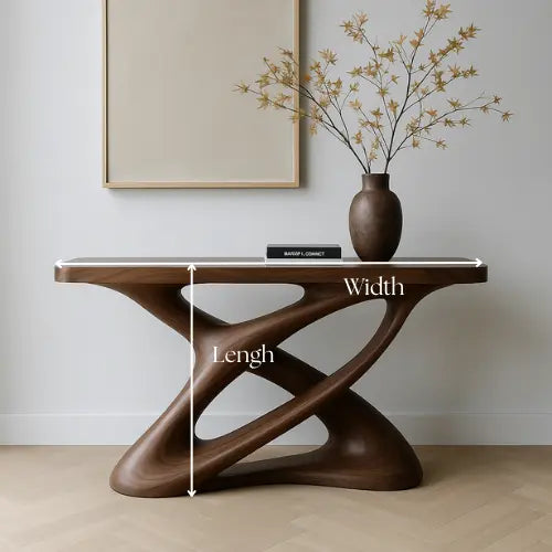Handcrafted Solid Wood Nexus Console Table – Contemporary Organic Design Kitchnce