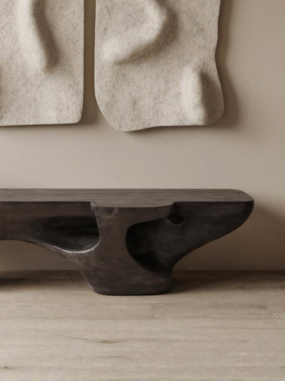 Contemporary Sculptural Bench With Carved Design For Living Room Kitchnce