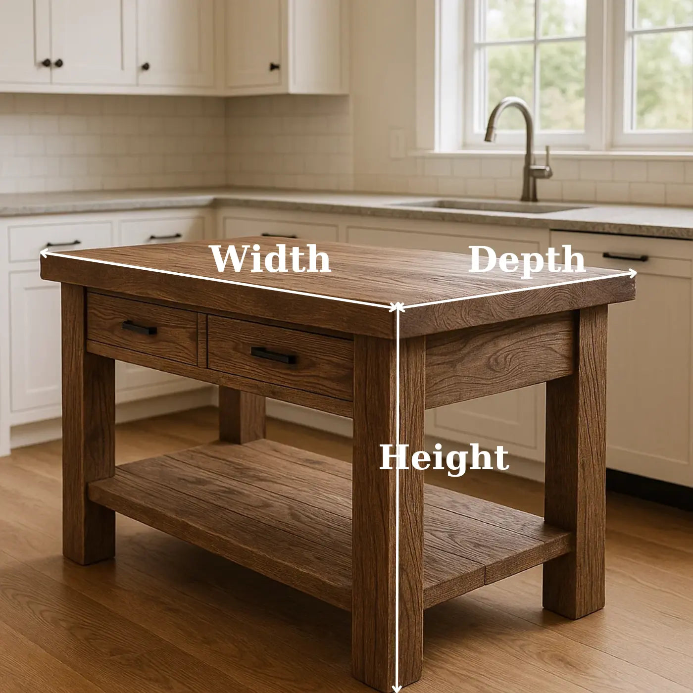 Handcrafted Solid Wood Kitchen Island - Rustic Live-Edge Counter & Storage Kitchnce