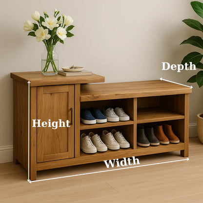 Handcrafted Solid Wood Bench – Entryway Storage, Cabinet & Shoe Cubbies Kitchnce