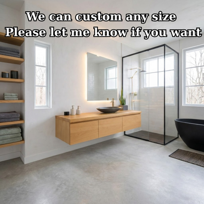 Floating Oak Bathroom Vanity, Wall Mounted Wood Vanity Cabinet Kitchnce