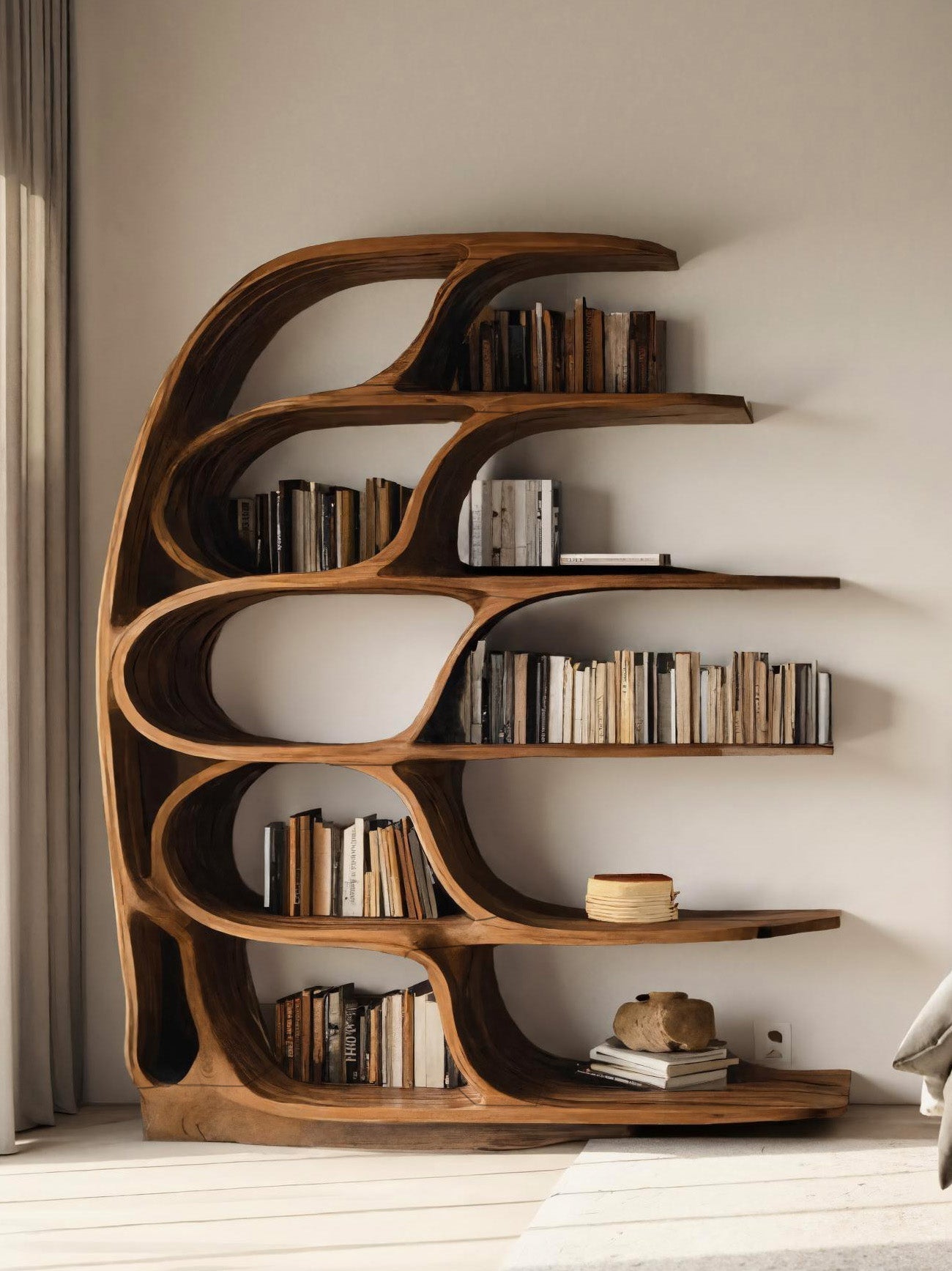 Modern Sculptural Bookshelf For Bedroom Or Living Room Kitchnce