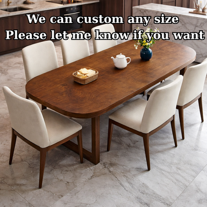 Mid-Century Modern Oval Solid Wood Dining Table