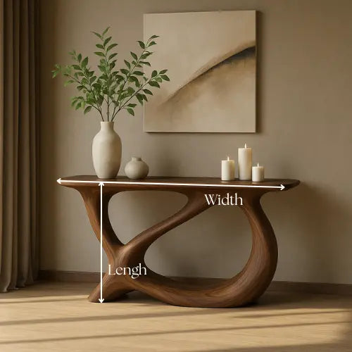 Handcrafted Solid Wood Harmony Console Table – Modern Organic Form Kitchnce