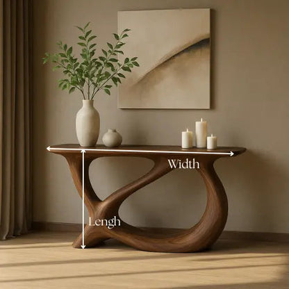 Handcrafted Solid Wood Harmony Console Table – Modern Organic Form Kitchnce