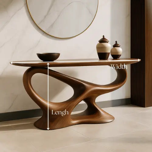 Handcrafted Solid Wood Infinity Console Table – Modern Organic Sculpture Kitchnce