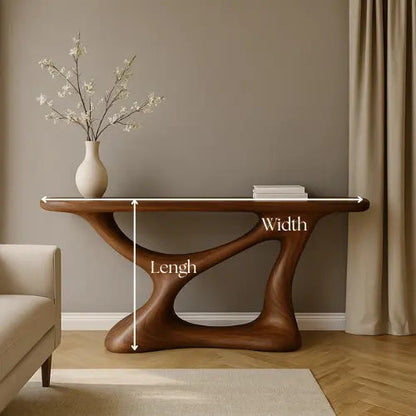 Handcrafted Solid Wood Essence Console Table – Modern Organic Sculpture Kitchnce