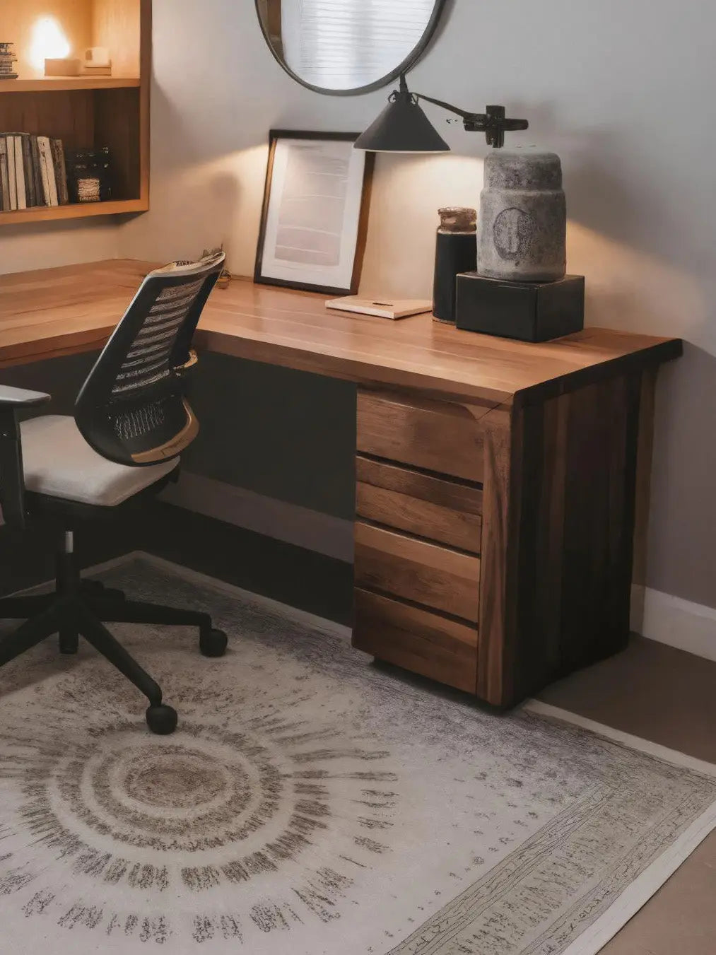 Modern L Shaped Desk with Drawers For Home Office Kitchnce
