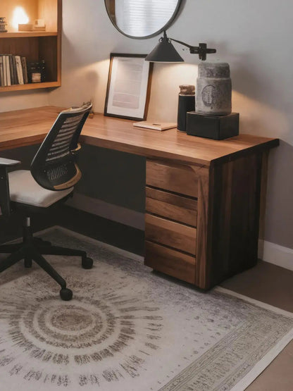 Modern L Shaped Desk with Drawers For Home Office Kitchnce