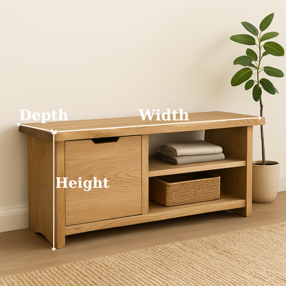 Handcrafted Solid Wood Bench – Oak Entryway Storage Bench & Cabinet Kitchnce