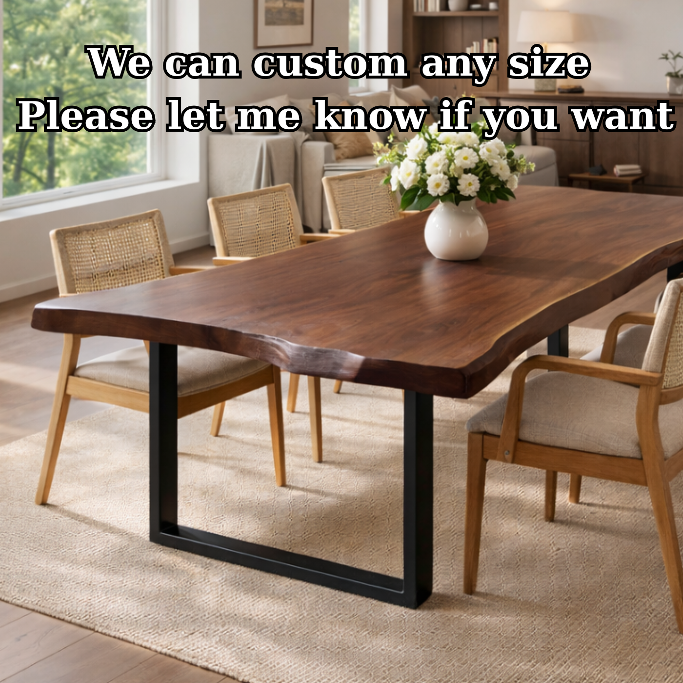 Handcrafted Modern Live Edge Dining Table with Clean Design