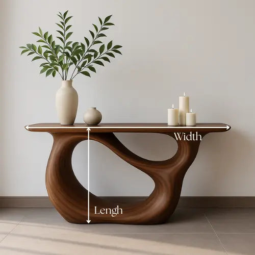 Handcrafted Solid Wood Tranquil Console Table – Contemporary Organic Design Kitchnce