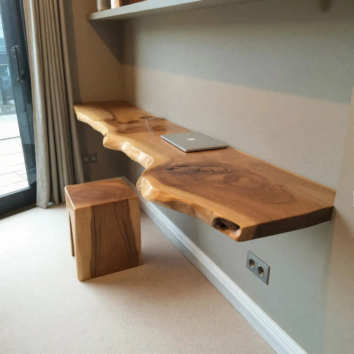 Modern Live Edge Floating Desk With Home Office Workspace Kitchnce