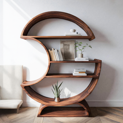 Modern Half Moon Bookshelf For Living Room Or Office Kitchnce