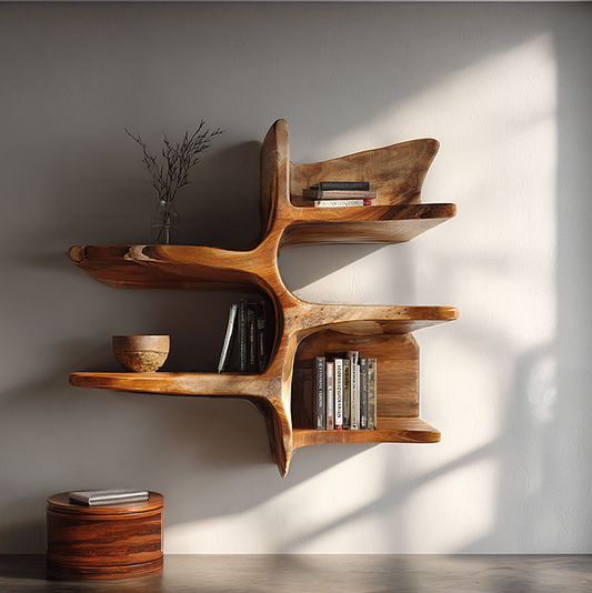 Organic Wall Mounted Shelf with Sculptural Branch Design