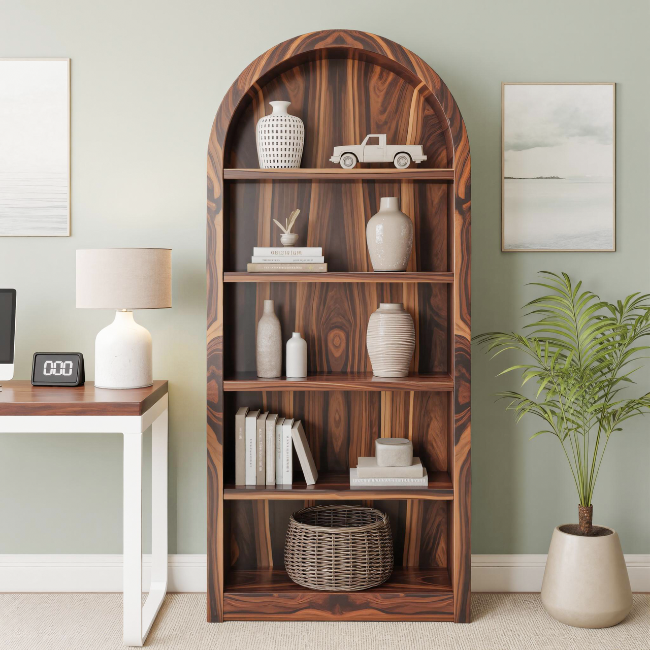 Arched Display Bookshelf For Living Room Or Office Kitchnce
