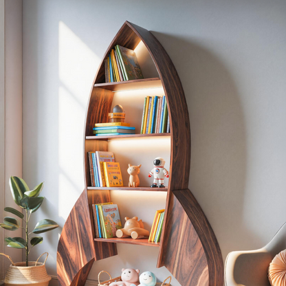 Rocket Shaped Bookshelf For Nursery Or Playroom Kitchnce
