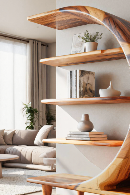 Modern Crescent Moon Bookshelf For Living Room Or Office Kitchnce