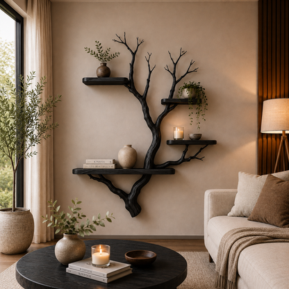Tree Bookshelf | Handmade Solid Wood Floating Wall Shelf