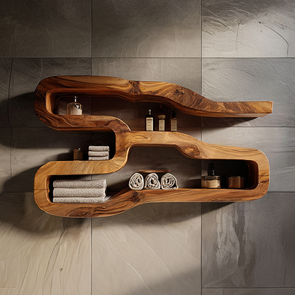 Sculptural Wall Mounted Shelf with Flowing Organic Form