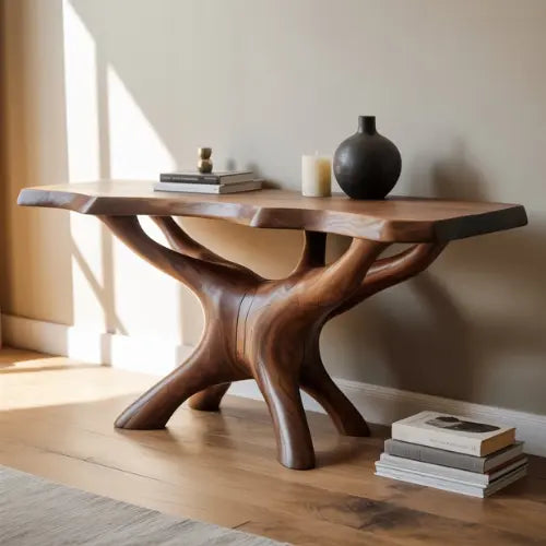 Handcrafted Solid Wood Root Console Table – Organic Sculptural Design Kitchnce