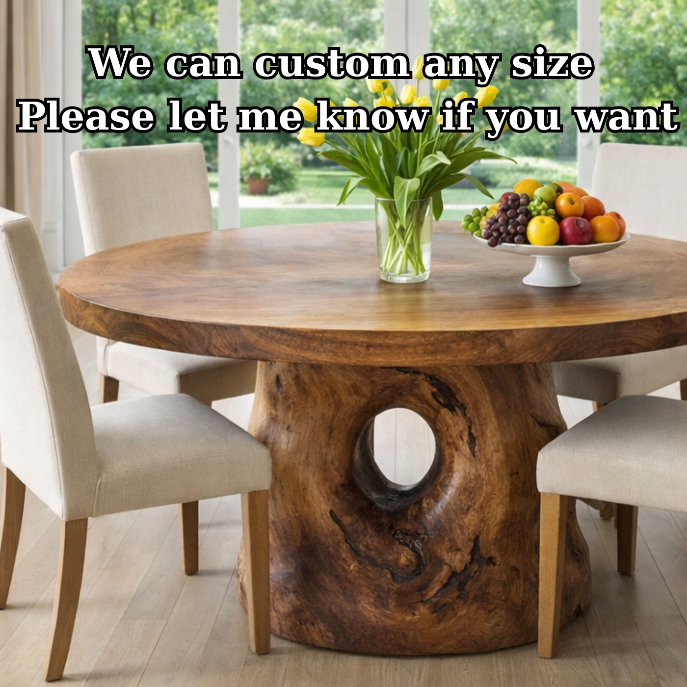 Handcrafted Round Solid Wood Dining Table for Modern Home Decor