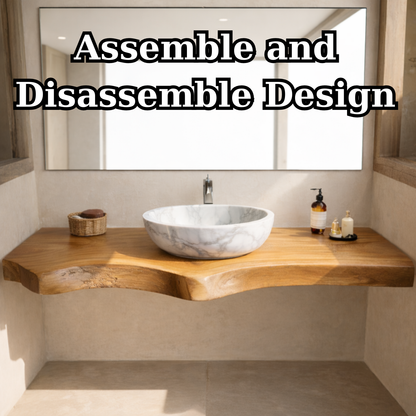 Live Edge Floating Bathroom Vanity Top, Solid Wood Wall Mounted Vanity Counter Kitchnce