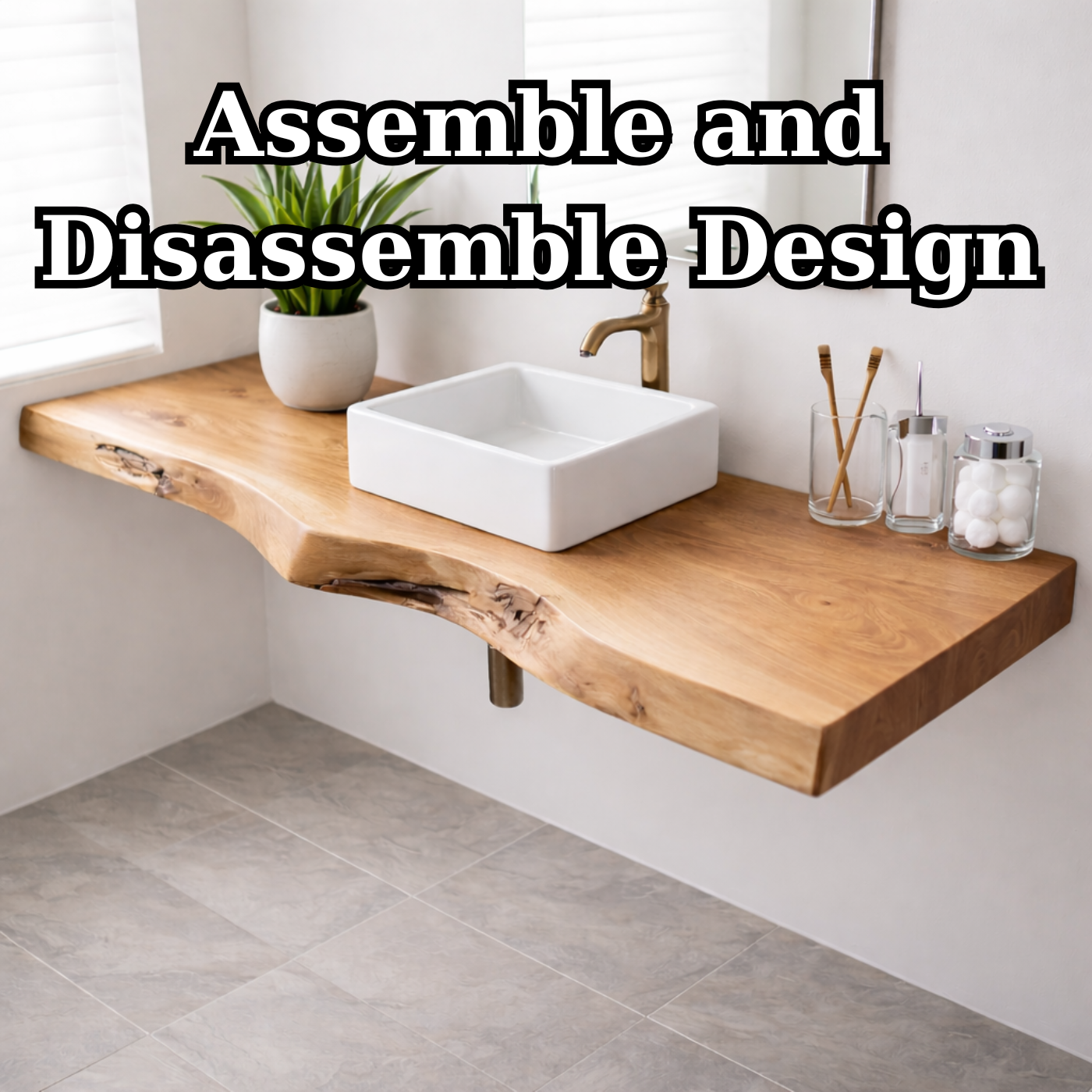 Floating Live Edge Solid Wood Bathroom Shelf Wall Mounted Natural Wood Vanity Top Kitchnce