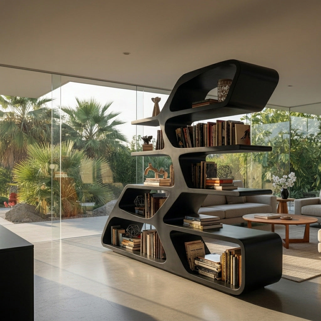 Modern Sculptural Bookshelf For Living Room Decor Kitchnce
