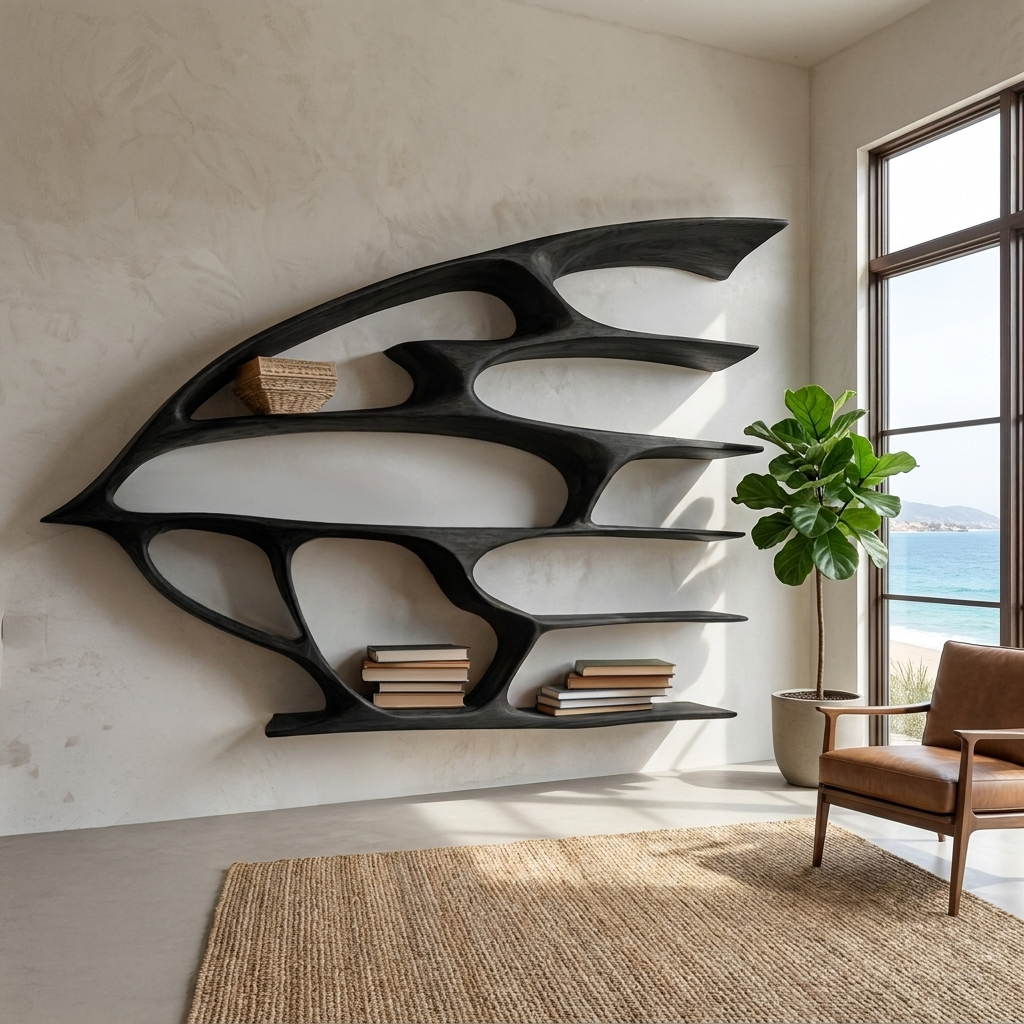 Artistic Wooden Wall Bookshelf For Living Room Decor Kitchnce