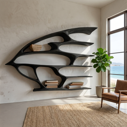 Artistic Wooden Wall Bookshelf For Living Room Decor Kitchnce