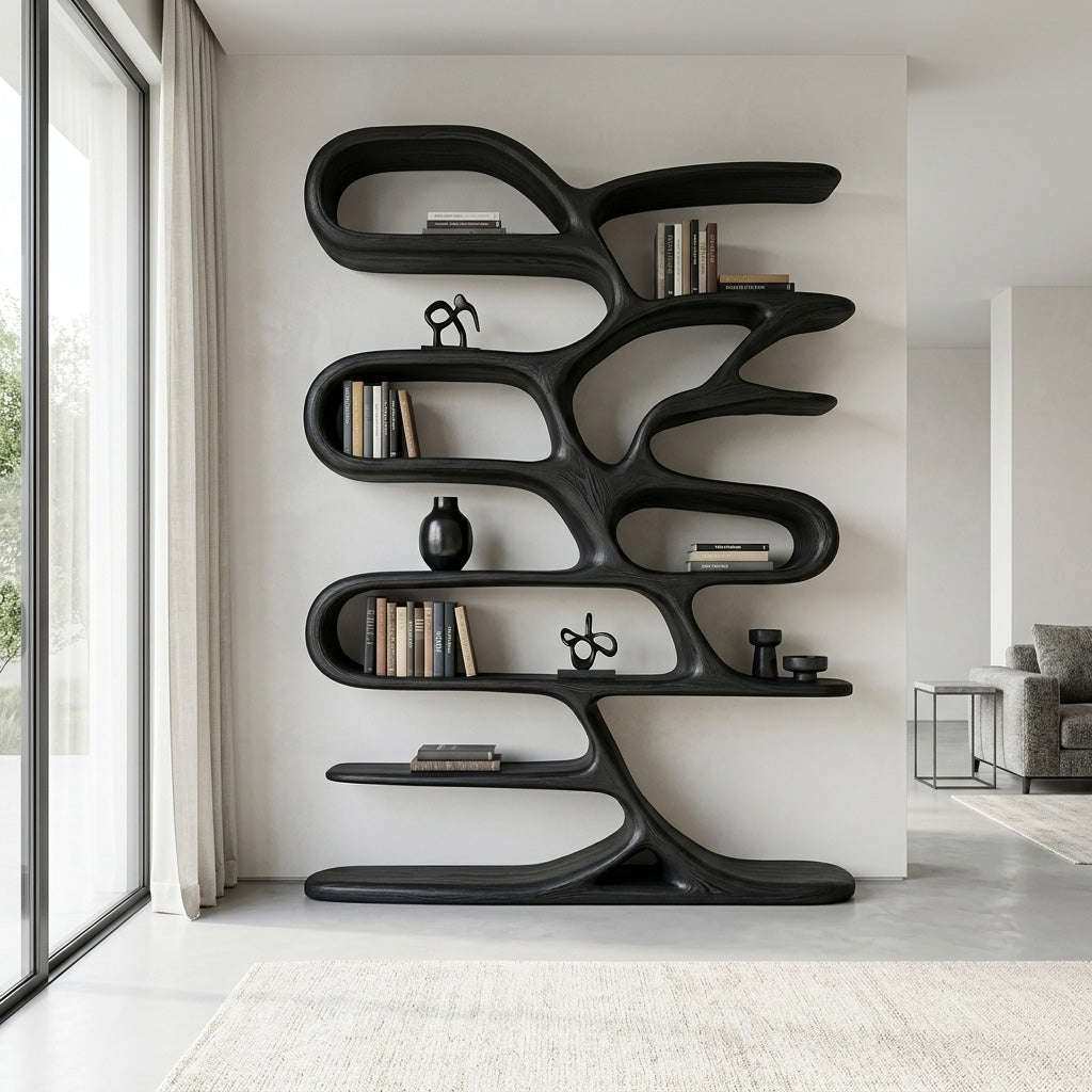 Contemporary Wooden Bookcase For Minimalist Living Room Decor Kitchnce