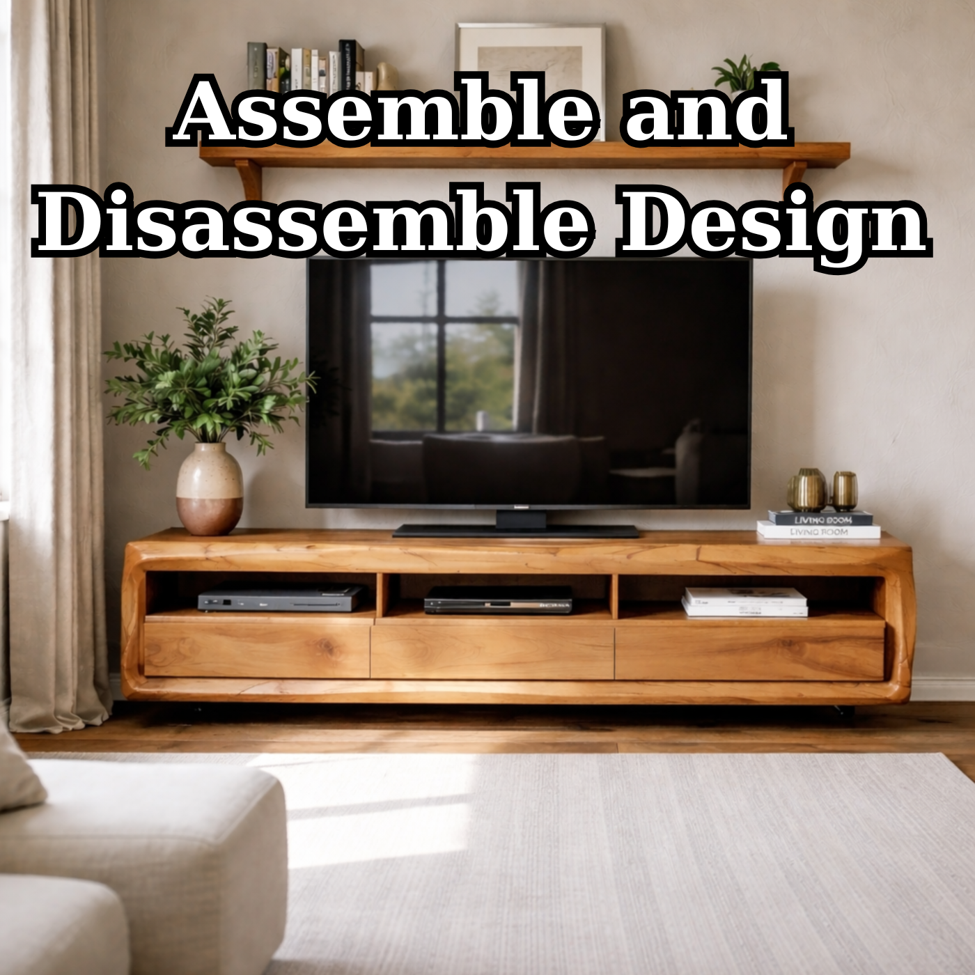 Solid Wood TV Stand with Drawers and Open Shelf – Rustic Modern Wooden Media Console Kitchnce