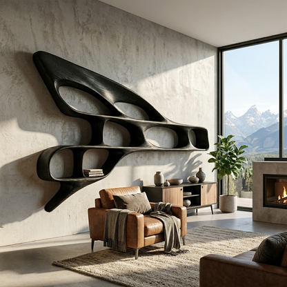 Organic Wooden Wall Bookshelf For Luxury Interior Kitchnce