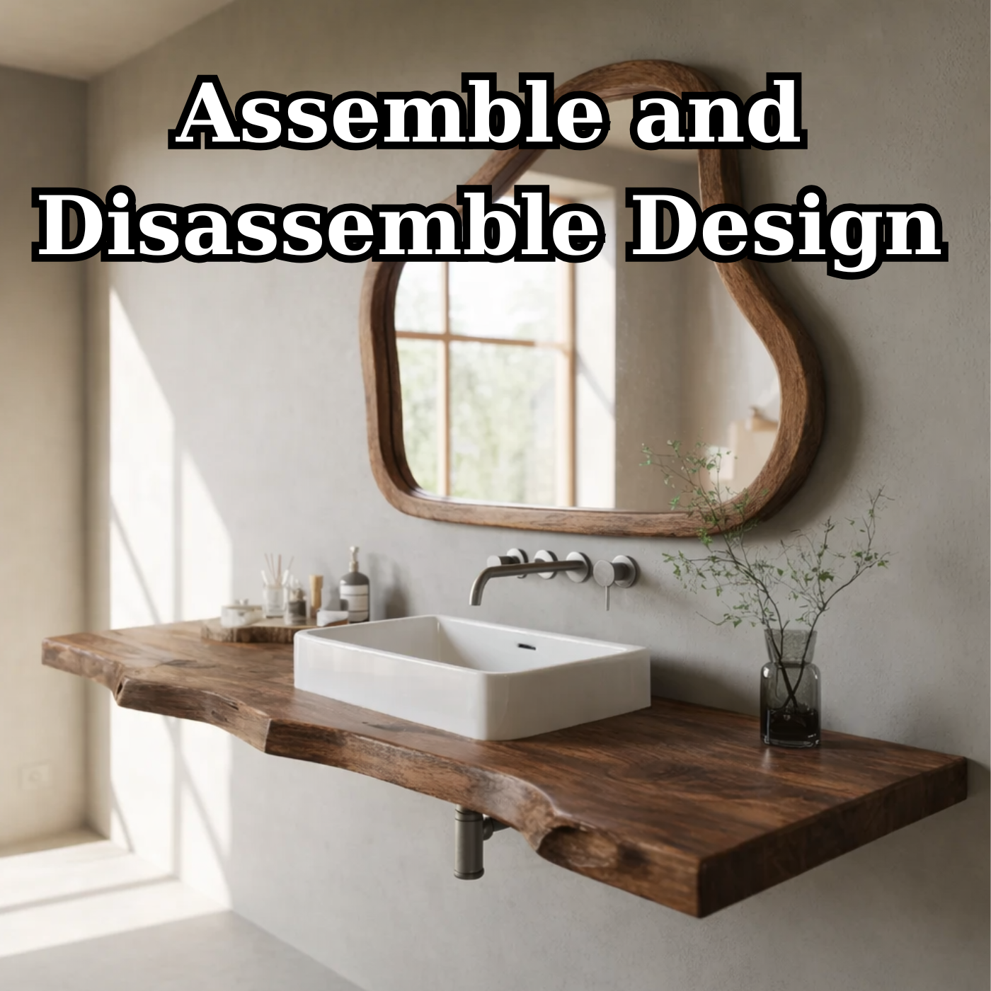 Live Edge Solid Walnut Floating Bathroom Vanity Shelf