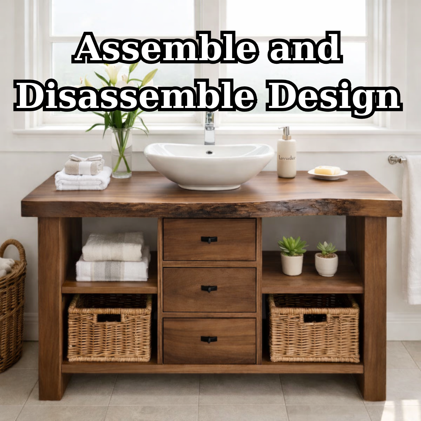 Rustic Walnut Bathroom Vanity with Drawers and Storage for Modern Bathrooms Kitchnce