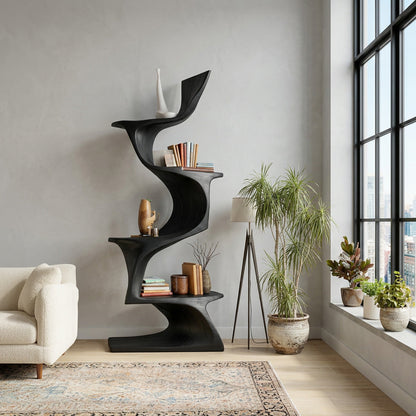 Organic Modern Natural Wood Bookshelf For Home Decor Corner Kitchnce