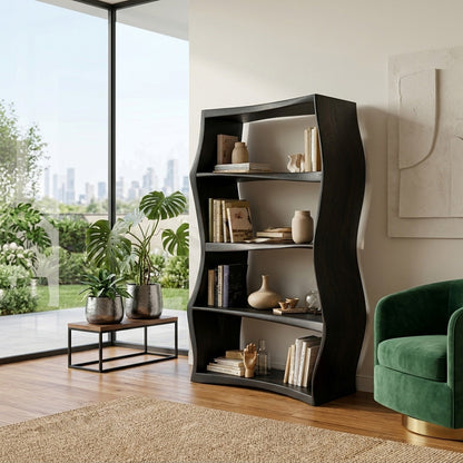 Elegant Natural Wood Bookshelf For Living Room Storage Kitchnce