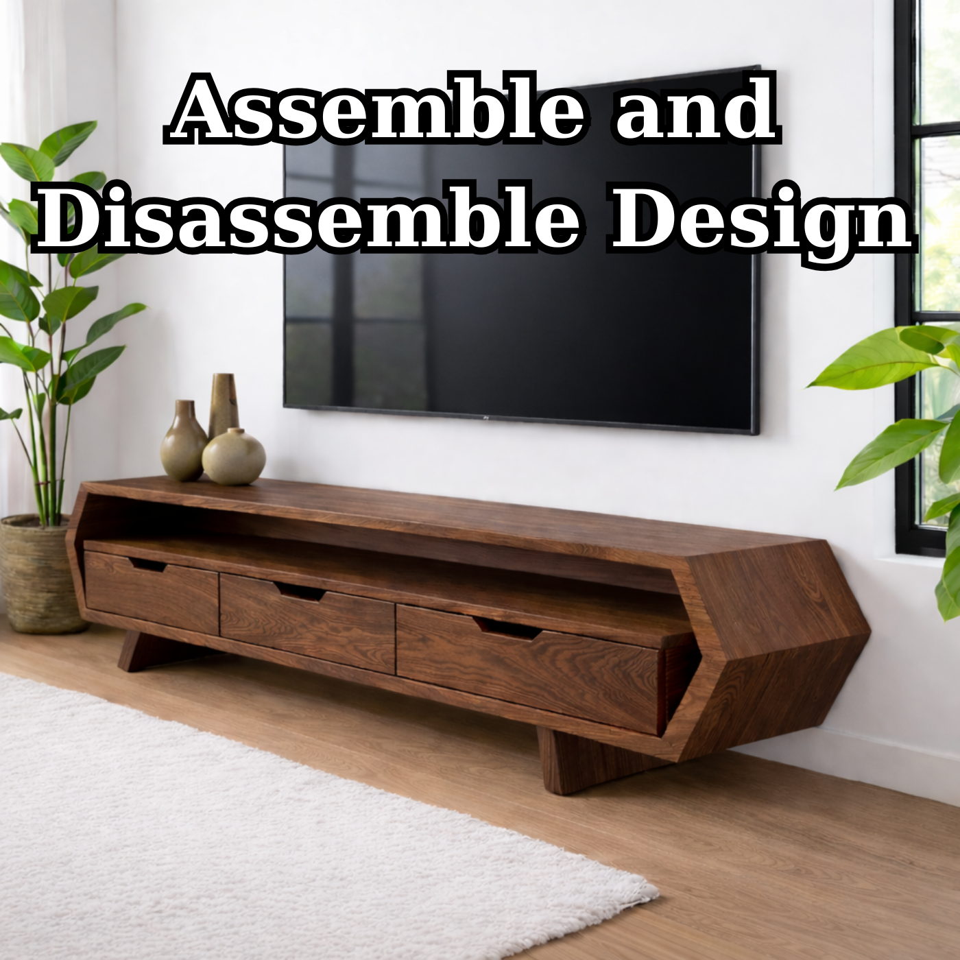 Solid Wood TV Stand with Drawers and Open Shelf for Stylish Interiors Kitchnce