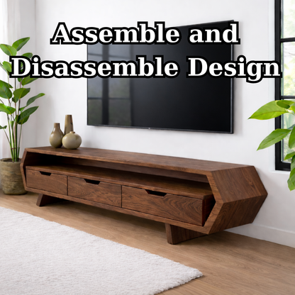Solid Wood TV Stand with Drawers and Open Shelf for Stylish Interiors Kitchnce