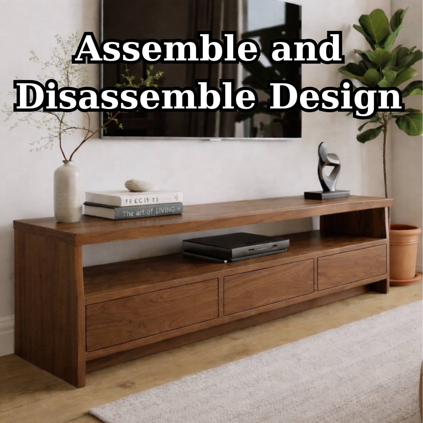 Solid Wood TV Stand with Drawers and Open Shelf for Contemporary Homes Kitchnce