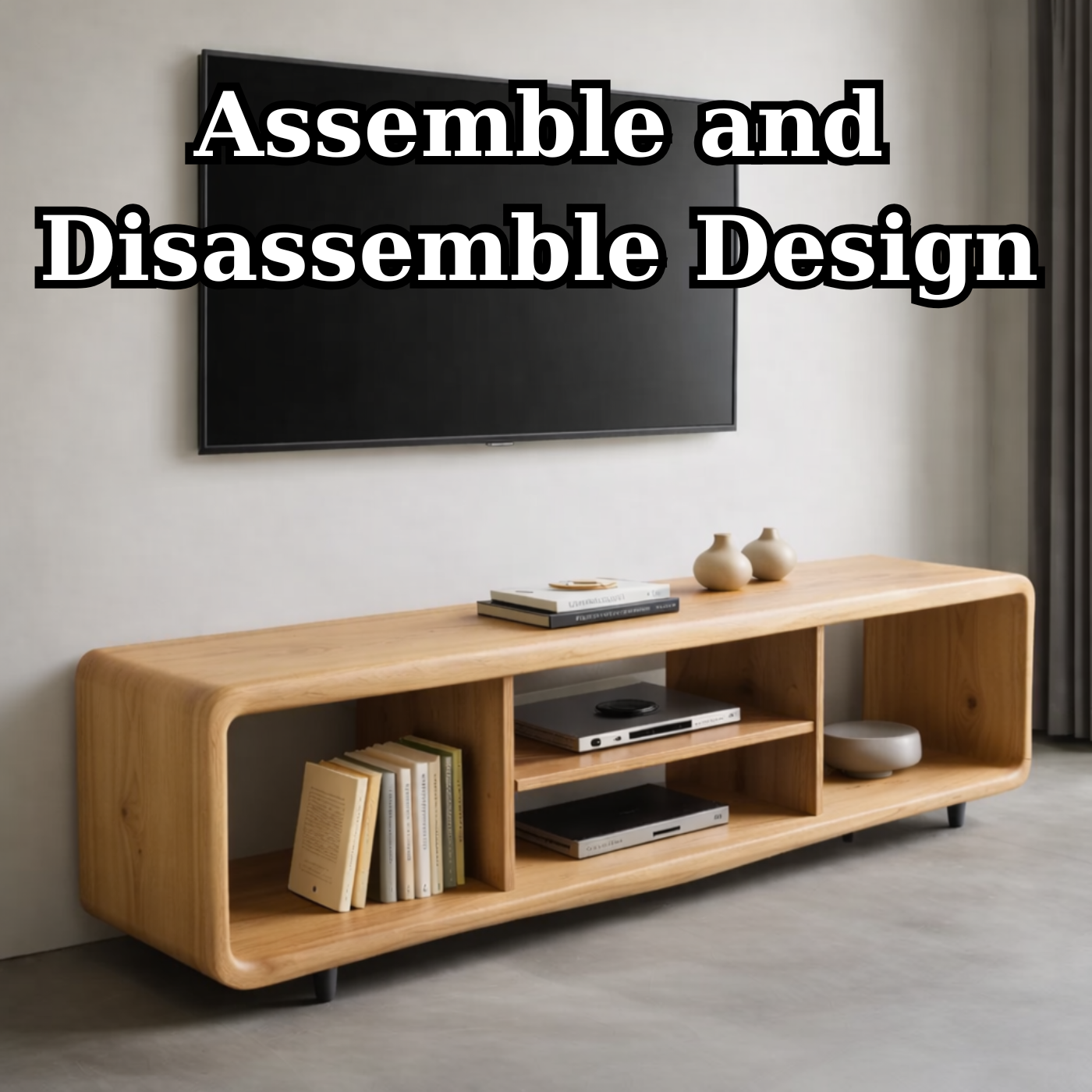 Solid Wood TV Stand with Open Shelves for Minimalist Interiors Kitchnce