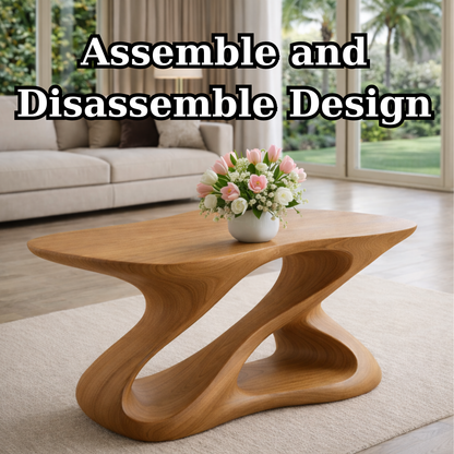 Sculptural Solid Wood Coffee Table for Modern Living Rooms Kitchnce